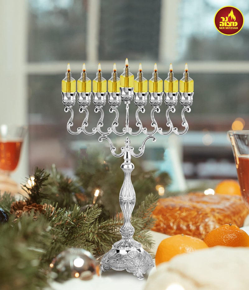Ner Mitzvah Pre-Filled Menorah Oil Cup Candles - Hanukkah Ohr Lights - 100% Olive Oil with Cotton Wick in Glass Cup - Medium Size  44 per Pack  Burns Approx. 2 1/2 Hrs - Image 4